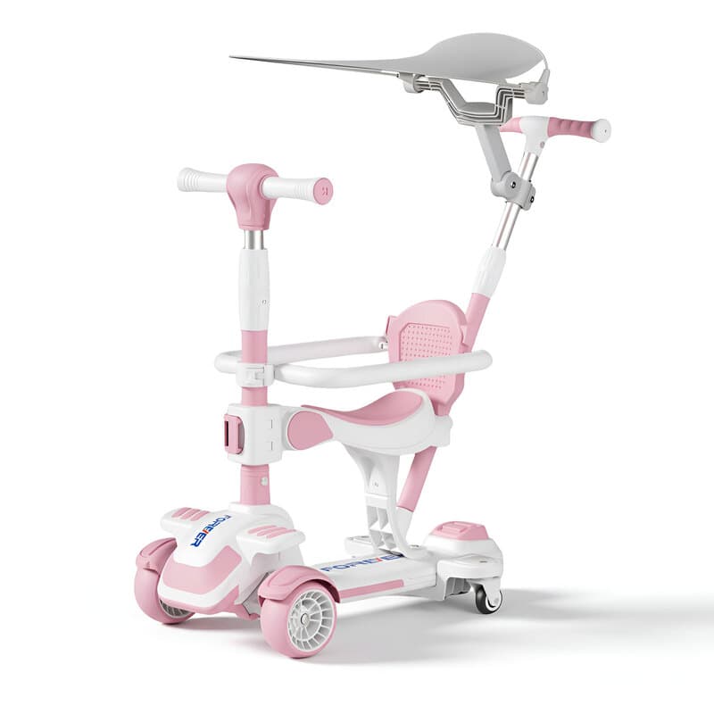 Neuleb 4-Rad-Tretroller für Kinder im Alter von 3–8 Jahren, Tretroller mit drehbarem Sitz, maximale Tragfähigkeit 100 kg, höhenverstellbar, durch