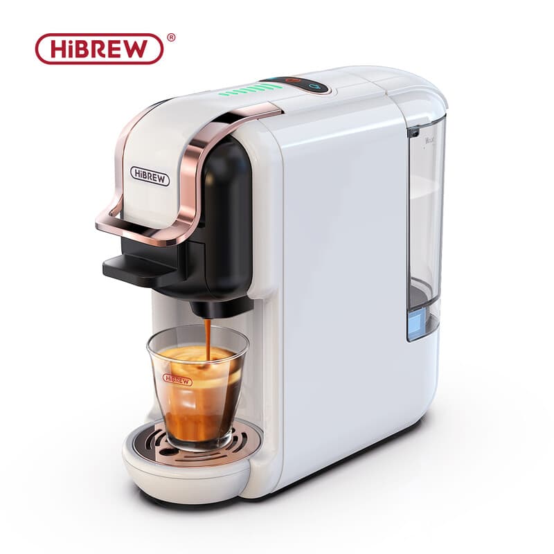 HiBREW 5-in-1 Multifunktions-Kaffeemaschine, Heiß/Kalt, Cappuccino (Dolce Gusto, Nespresso), kompakt, ESE-Pad, gemahlener Kaffee, Kantine, 20 bar,