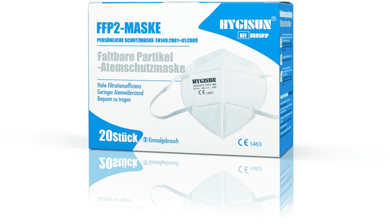 HYGISUN FFP2 Atemschutzmasken, Weiß, Eine Box mit 20 stück einzeln verpackt