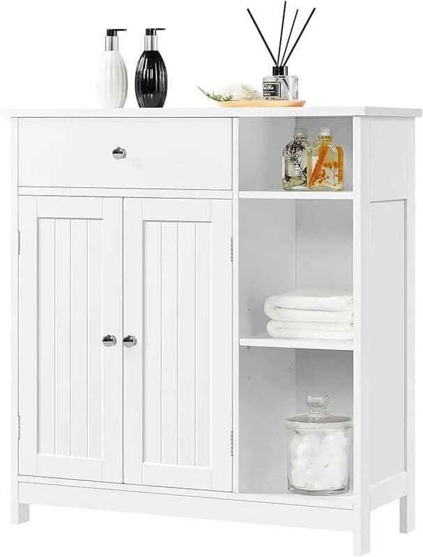 Yaheetech Badezimmerschrank mit Schubladen und Tür sowie verstellbare Einlegeböden für Badezimmer/Wohnzimmer/Küche/Flur, 75 x 30 x 80 cm