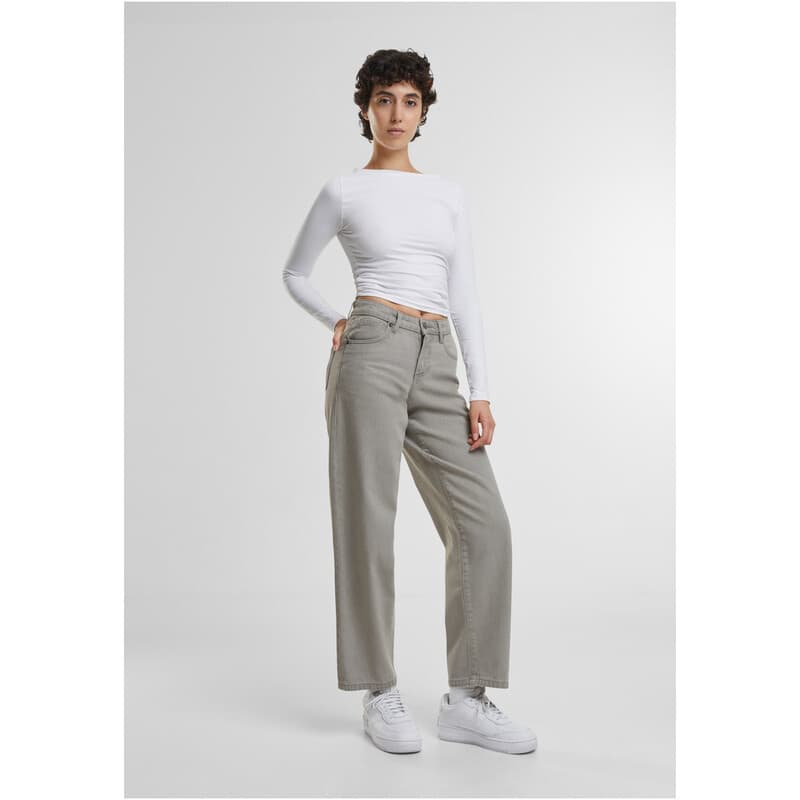 Urban Classics Damen-90er-Jeans mit mittlerer Leibhöhe in hellerer Schmutzwaschung 28