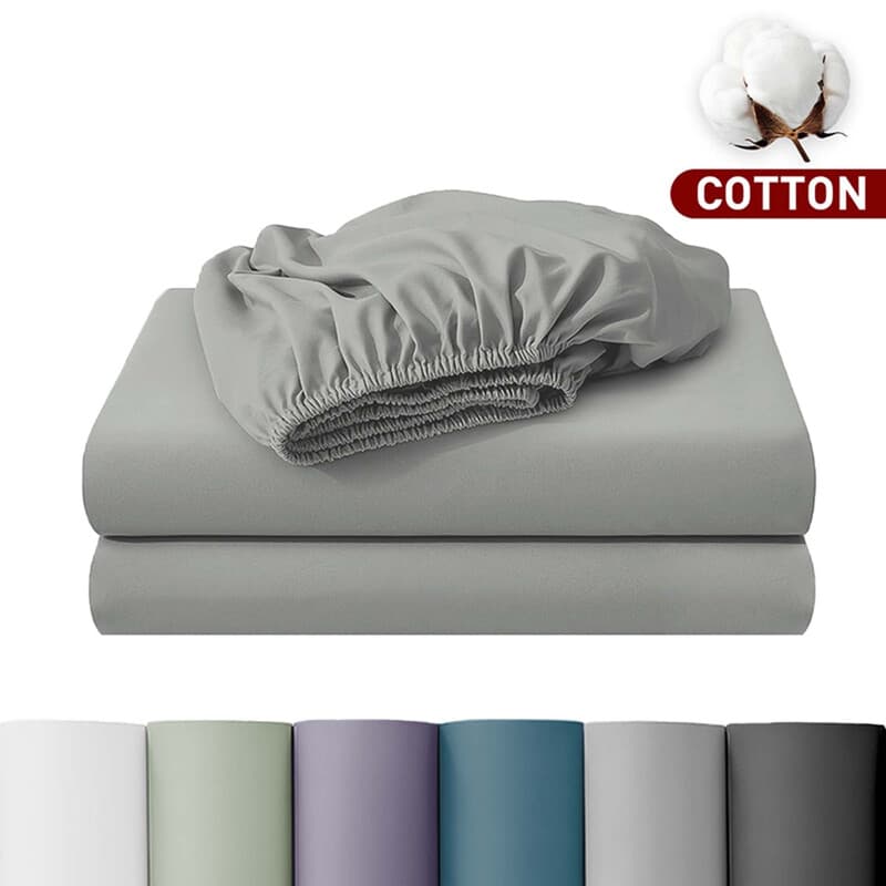 LeBonsoir Spannbettlaken 90 x 190 cm, 30 cm/12 Zoll tiefer Bezug – 100 % Baumwolle, Rissfester Gummizug – 1 Spannbettlaken – Hellgrau