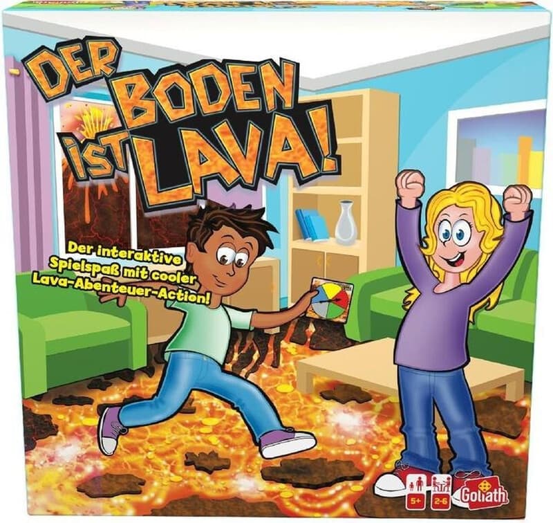 Goliath Der Boden ist Lava, Brettspiel und Partyspiel für drinnen und draußen! Für die ganze Familie ab 5 Jahren, Gesellschaftsspiel für 2 bis 6