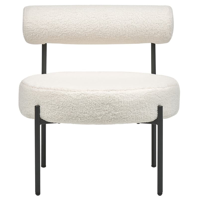Beliani Retro-Weiß Bouclé-Akzentstuhl Alpha mit schwarzen Metallbeinen (66 cm)