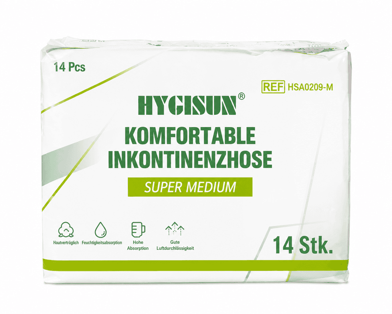 HYGISUN Premium Unisex Erwachsenenwindeln, Ultra-Saugfähig, 14 Stück, Vorteilspack, Größe M (14 pro Beutel) EU