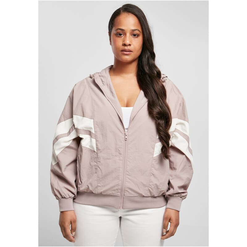 Urban Classics Damen Batwing-Jacket mit Crinkle-Effekt duskrose/whitesand XL