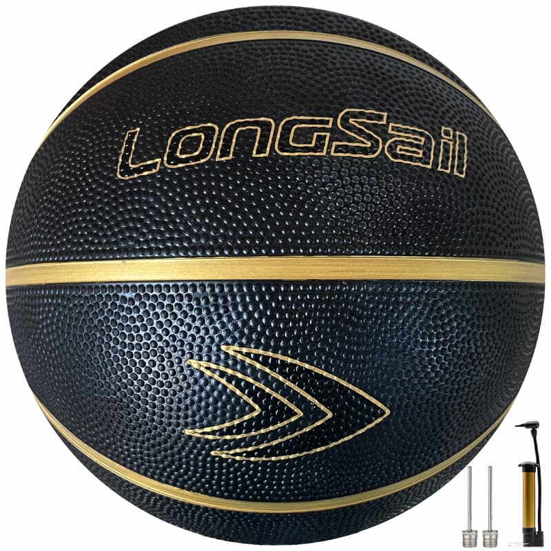 Hochwertiger Gummi-Basketball (27,5") Größe 5# Schwarz/Gold