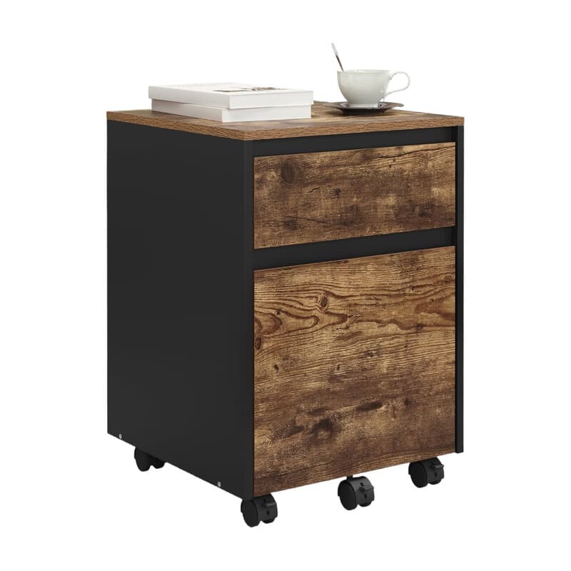 WOLTU Rollcontainer, Aktenschrank mit 2 Schubladen, mobiler Büroschrank, Schreibtisch Unterschrank, Druckerschrank auf Rollen, für Büro Homeoffice,