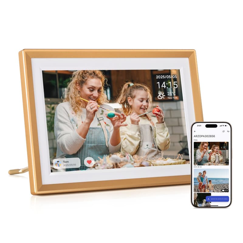 ARZOPA D10 Digitaler Bilderrahmen aus Metall, 10,1 Zoll, mit kostenlosem Cloud-Speicher, WLAN-Bilderrahmen, Digital-HD-Touchscreen, ohne Abonnement,
