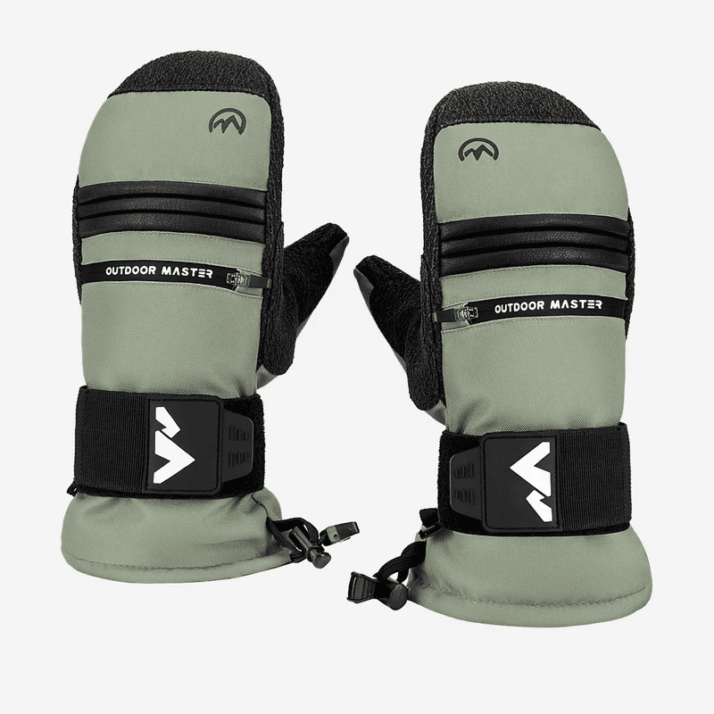 OutdoorMaster 3M & KEVLAR wasserdichte Ski-Fäustlinge für Erwachsene Herren & Damen Grau M