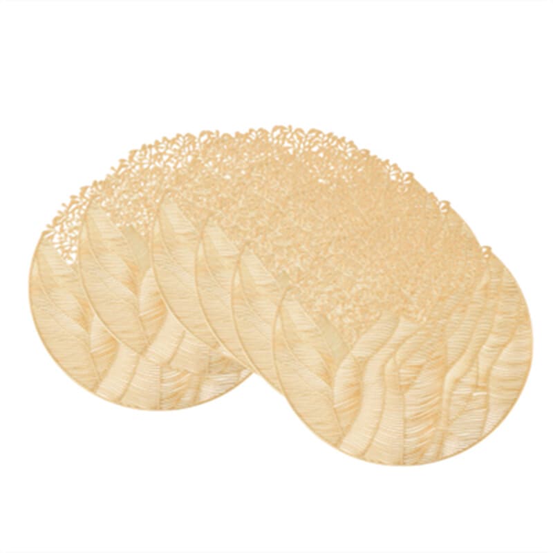 6 Stück, Gold, Sea Flower PVC runde Tischsets, festliche Tischdekoration, Vasenunterlagen, Party- und Hochzeits-Tischsets