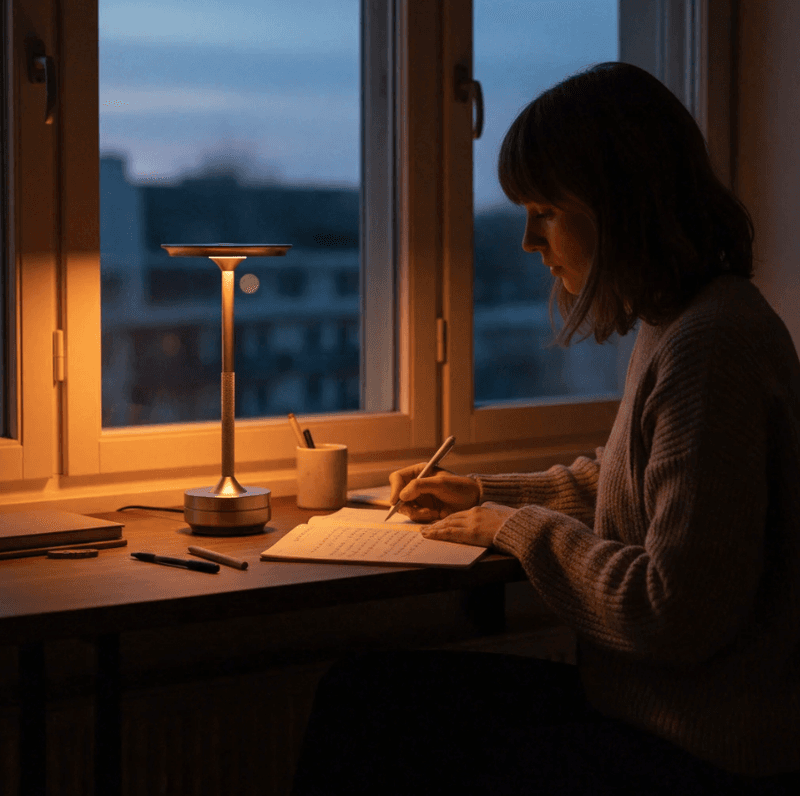 kapanou Nachttischlampe kabellos, Akku-LED-Tischlampe, Touch-Dim, USB-Ladbar, Nickel, für Fensterbank, Wohnzimmer, Kinderzimmer und Schlafzimmer;