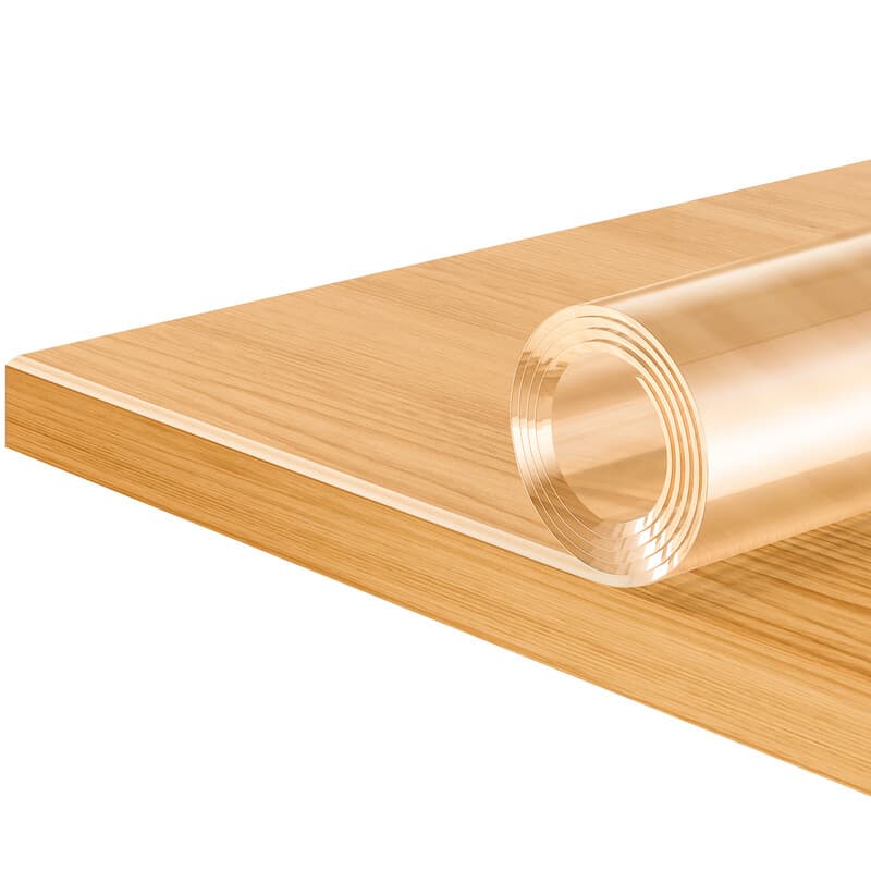 WOLTU 2mm Transparente Tischdecke mit abgeschrägter Kante – Glas Klare Hochglanz-Schutzfolie aus PVC, Wasser- und Fettabweisend, Tischschutz