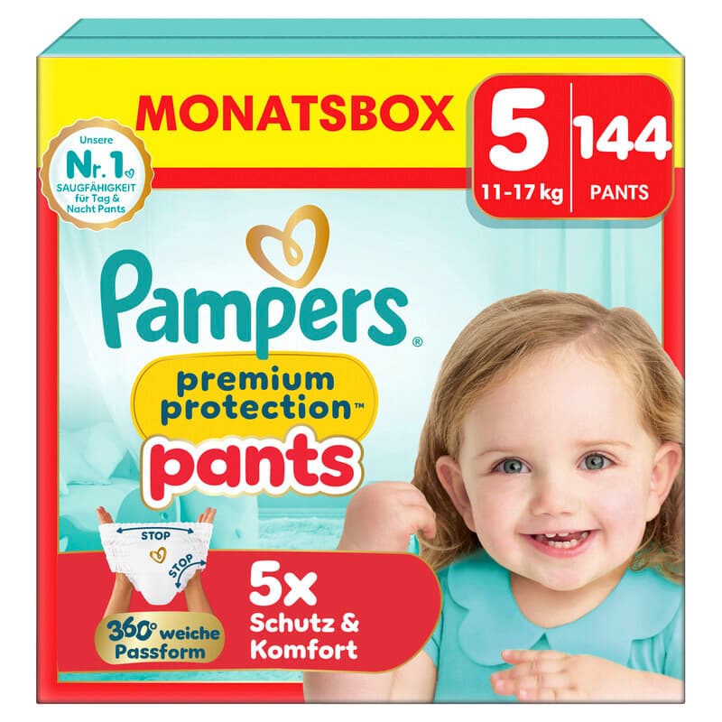 Pampers Premium Protection Pants Gr. 5 Junior 11-17 kg Monatsbox - 144 Stück