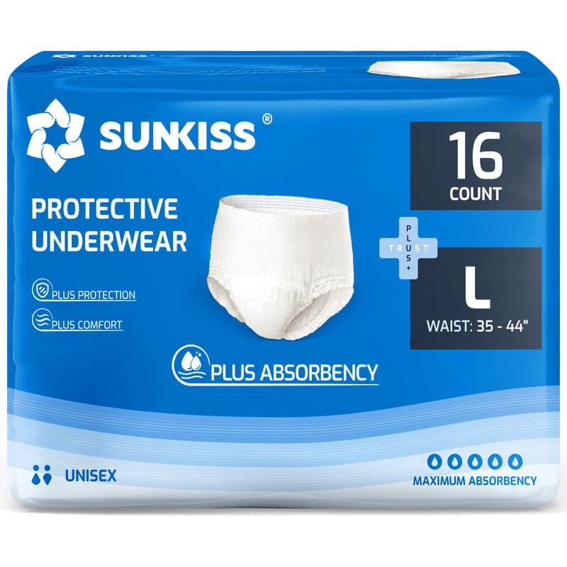 SUNKISS TrustPlus Unisex Inkontinenz-Pants, Größe L, 16 Stück – Hohe Saugfähigkeit, Auslaufschutz, Geruchskontrolle, weiches & flexibles