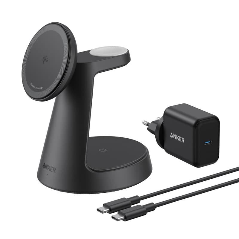 Anker MagGo kabellose Ladestation (3-in-1, Dockingständer) Kabel- und Ladegerät-Paket