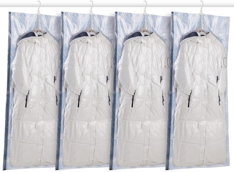 TAILI Hängender Vakuum-Aufbewahrungsbeutel, Platzsparer für Kleidung, Anzüge, Mäntel oder Jacken, Kleiderschrank-Organizer, 4er-Pack Jumbo Blau