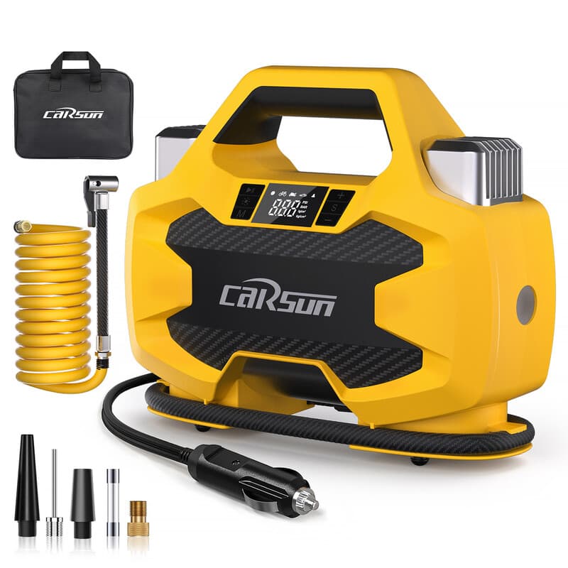 Carsun Ultra-effiziente Dual-30-Zylinder-Luftpumpe: Tragbar & kompakt – Ideal für schnelles Aufpumpen von SUV-/Wohnmobilreifen