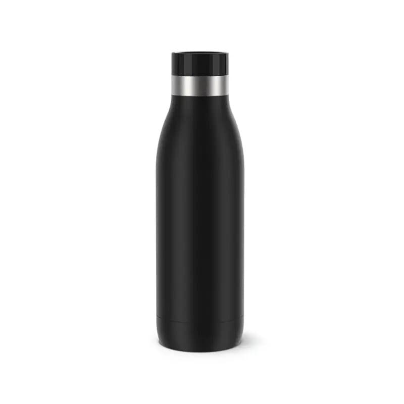 Tefal Bludrop Trinkflasche, wiederverwendbare Edelstahlflasche, für kalte und heiße Getränke, spülmaschinengeeignet, auslaufsicher, 0,5 l, Schwarz