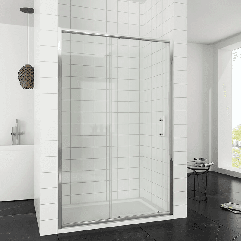 SONNI Dusch-Schiebetür für Nische mit Rahmen aus ESG-Sicherheitsglas 120 cm Höhe 185 cm
