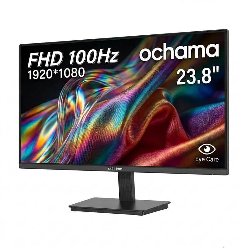 【Joy Selected】Ochama 23,8 Zoll Gaming- und Office-Monitor, 1080p Full HD-Display, 100 Hz hohe Bildwiederholfrequenz, drei-seitig ultradünne