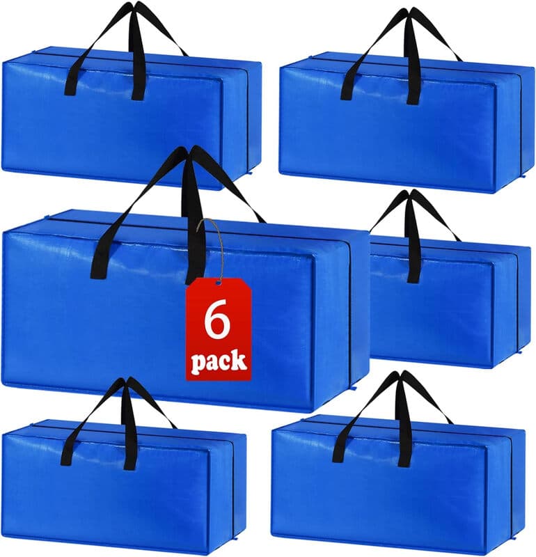 Aufbewahrungstaschen mit Deckel, 6er-Pack, strapazierfähige Umzugskartons, große Größe mit Reißverschluss und Griffen, geeignet für