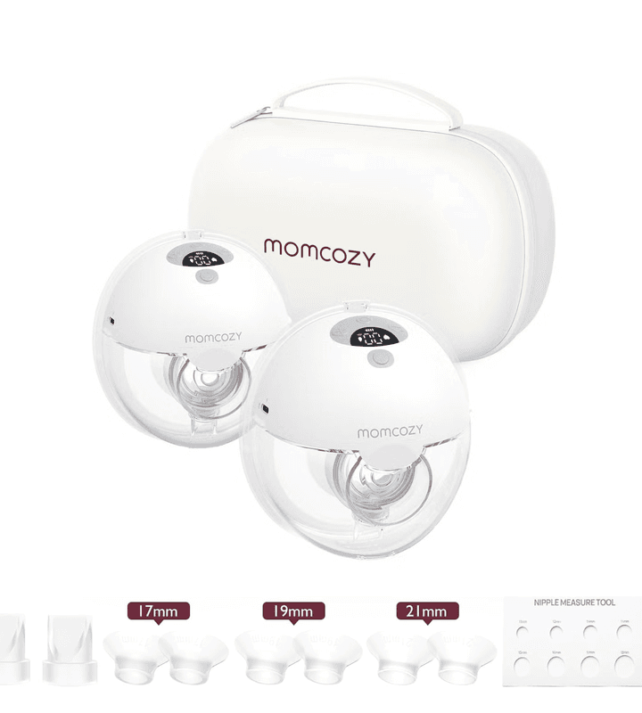 Momcozy M5 Tragbare Elektrische Milchpumpe, Freihändige Milchpumpe, Doppelter Dichtungsflansch, 3 Modi 9 Saugstufen, 2 Stück, Für Stillende Mütter