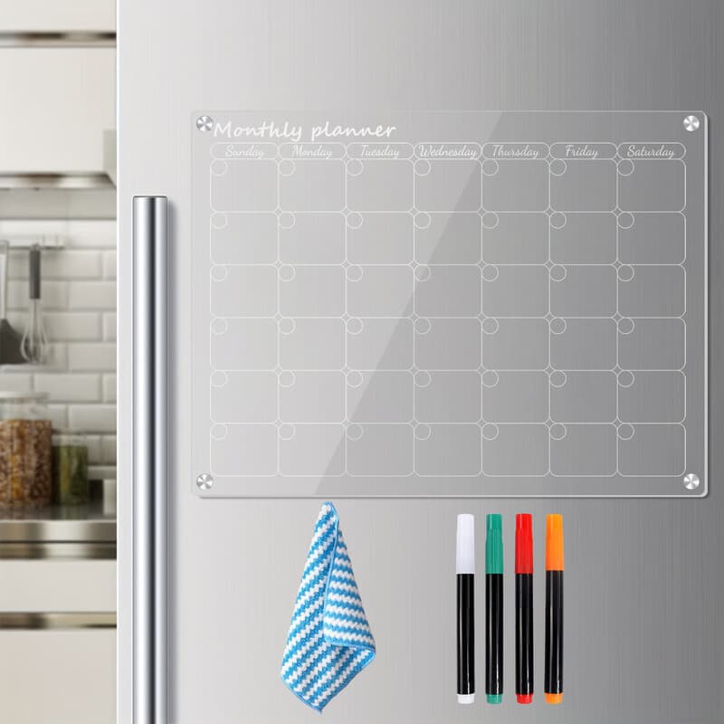 Alphynix 1 Stück Monatsplanungstafel, schwarzer trocken abwischbarer Kalender mit Layout von Sonntag bis Samstag, inklusive Beispieleinträgen, 4