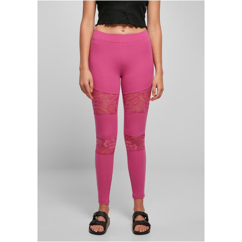 Urban Classics Damen-Leggings mit Spitzen-Einsätzen, brightviolet, XS