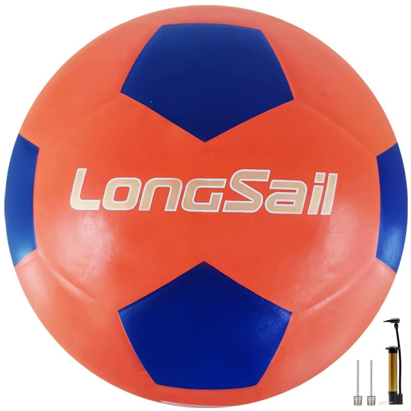 LONGSAIL Hochwertiger Gummifußball Größe 3 Orange/Blau
