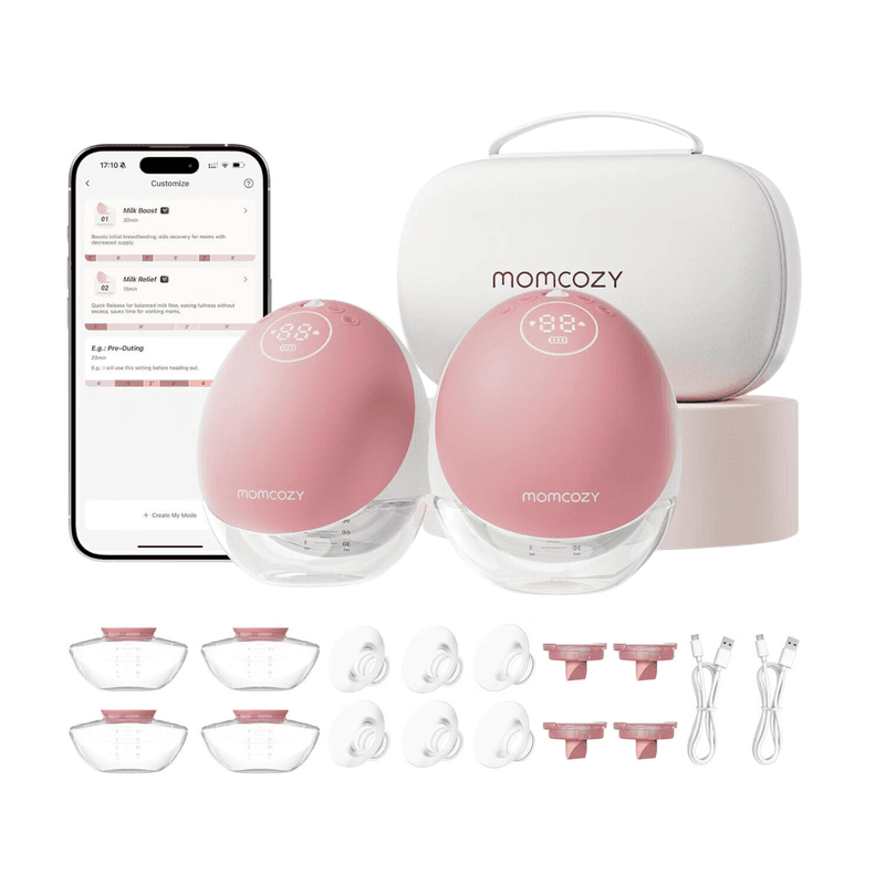 Momcozy M9 Brustpumpe - Doppelpack - burgunderrot