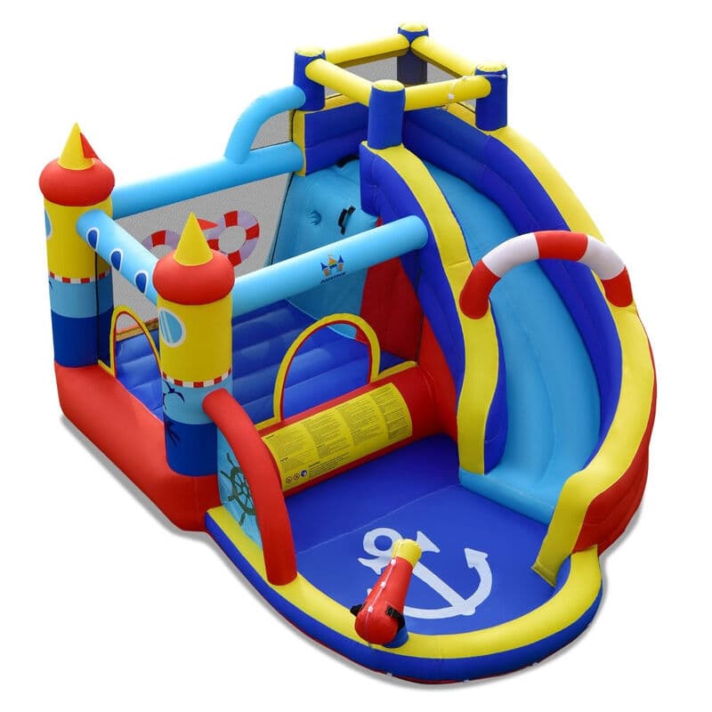 Costway 6-in-1 aufblasbarer Spielplatz für Kinder, 360 × 290 × 200 cm