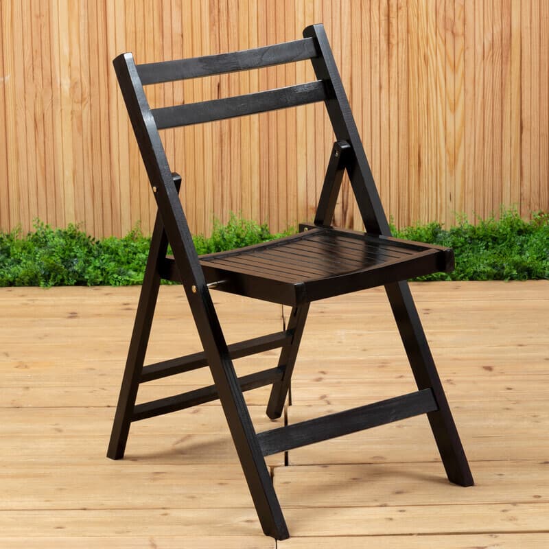 Premier Housewares Klappstuhl aus Holz mit schwarzer Oberfläche, platzsparender Campingstuhl, leicht klappbarer Holzstuhl, leicht zu reinigen