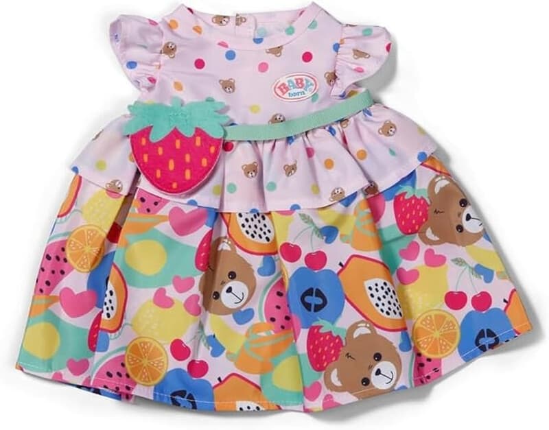 BABY born Buntes Fruchtmusterkleid & Umhängetasche – Hochwertiges Puppenzubehör für 43 cm große Puppen