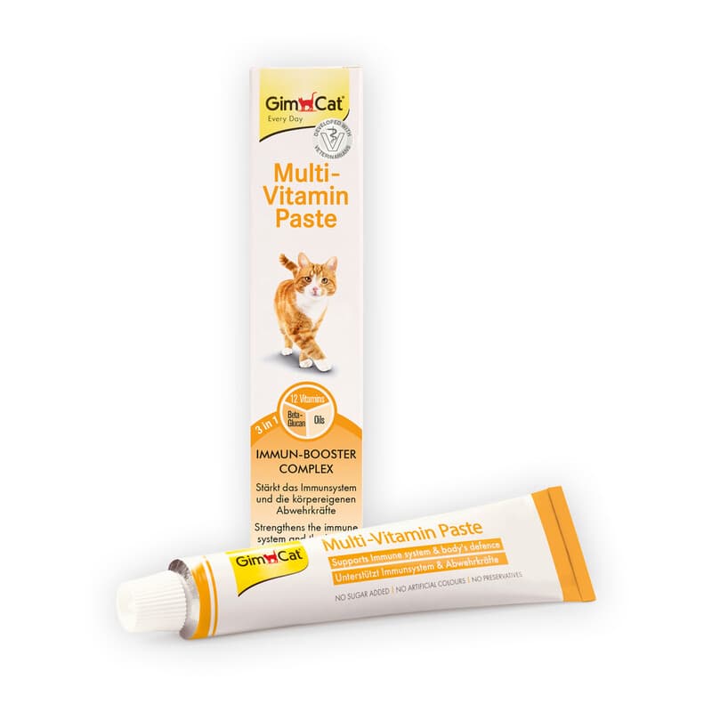 GimCat Multi-Vitamin Paste, Gesunder Katzensnack aktiviert Abwehrkräfte und stärkt das Immunsystem, 1 x 100 g