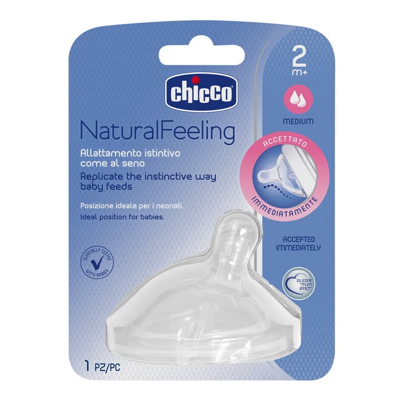 Chicco NaturalFeeling Sauger Medium Flow 2M+ Silikon