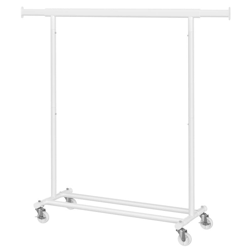 JOYFURNOS Kleiderständer auf Rollen, Robuste Kleiderstange, 45 x (92-132) x 161,5 cm, mit ausziehbarer Hängestange, 100 kg Belastbarkeit, Tragbar,