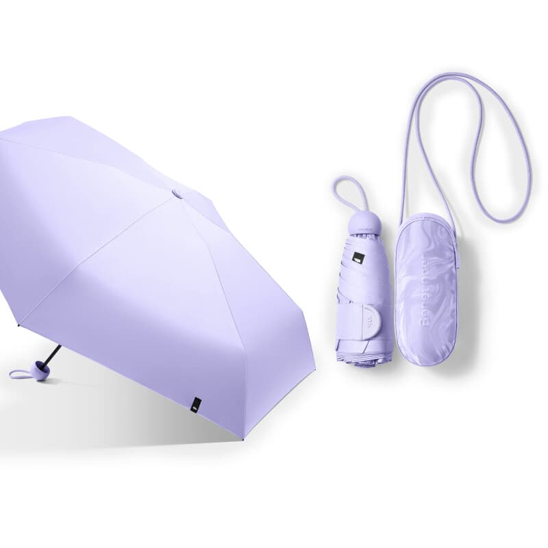 Beneunder BM525, 5-fach faltbarer Regenschirm mit schwarzer Gelbeschichtung, wind- und wasserdicht, Kapseldesign, leicht für Pendler und Reisen,