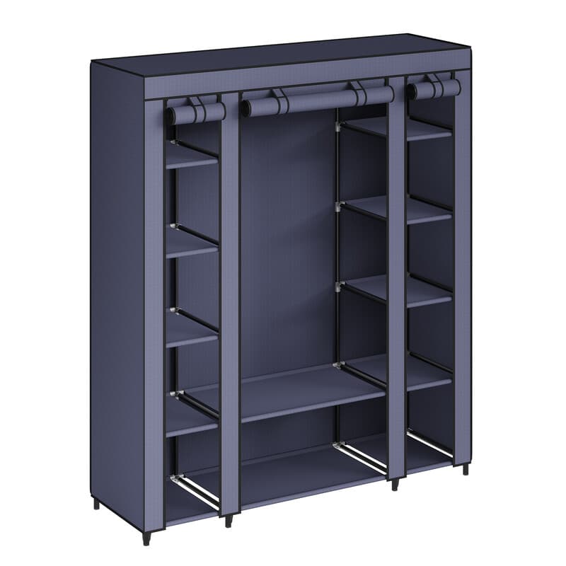 Ochama x SONGMICS Organizer zur Kleideraufbewahrung, tragbarer Kleiderschrank, Kleiderstange mit Stoffhülle, 150 x 45 x 175 cm, Dunkelblau