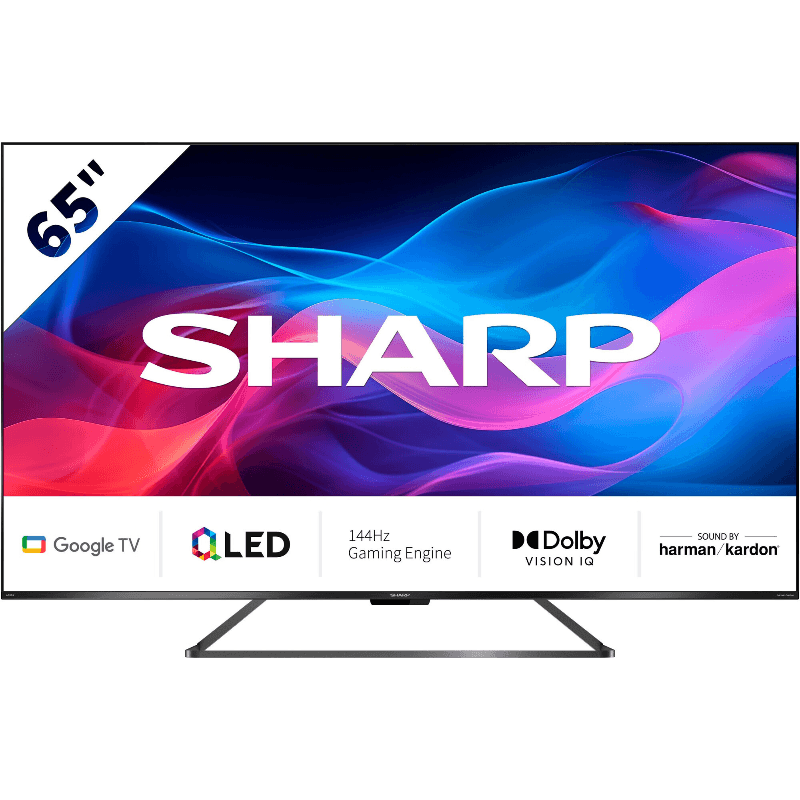 Sharp 65GR8265 QLED Fernseher, 65 Zoll, 4K UHD, 144 Hz, Google TV, ideal für Gaming