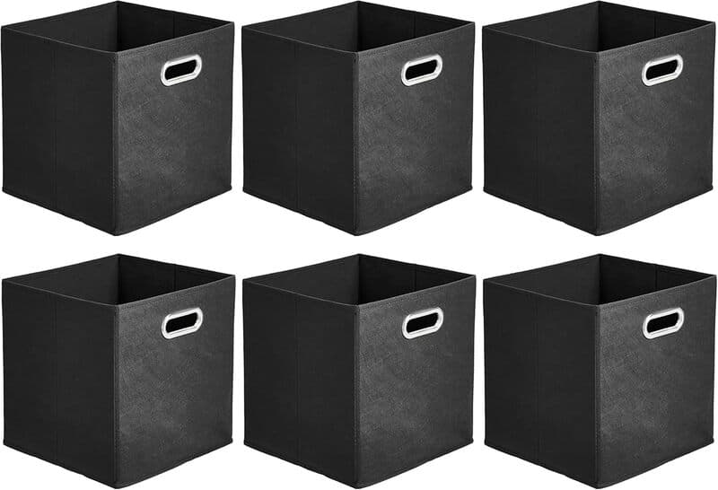 ANQI Faltbarer Würfel-Aufbewahrungsorganizer Boxen, 6er-Pack, 10,5 x 10,5 x 11 Zoll, Schwarz