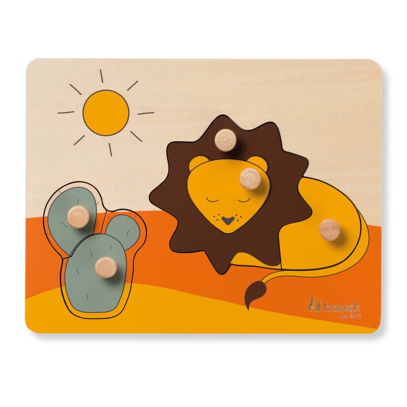 Hauck Holz Steckpuzzle für Baby (ab 1 Jahr) - Lion / Löwe - Puzzle N Sort