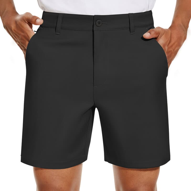 PULI Herren-Golf-Shorts 0584, einfarbig schwarz, Größe 36