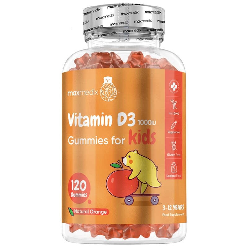 maxmedix Vitamin D3 für Kinder | Orangengeschmack 1000 IE 120 Gummibärchen
