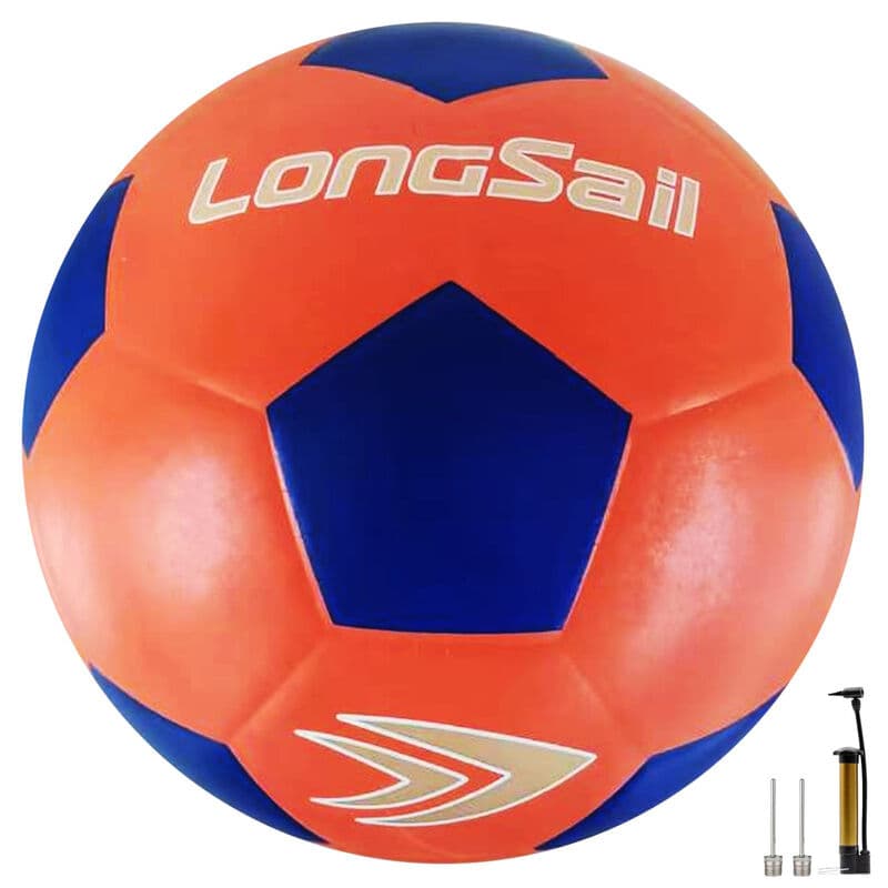LONGSAIL Hochwertiger Gummifußball Größe 4 Orange/Blau