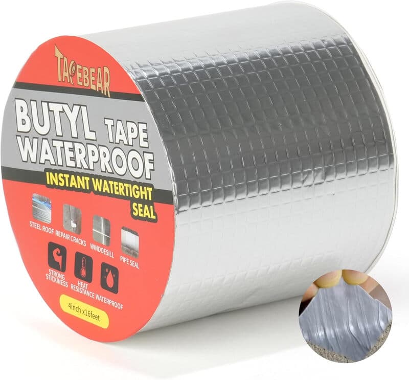 TAPEBEAR Butylband wasserdichtes Dichtband 4 Zoll x 16 Fuß, verbessertes Aluminiumfolienband für schwere Anwendungen zur Reparatur von Wohnwagen,