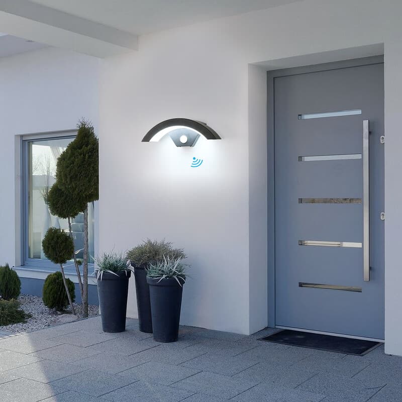 Pheashine U-förmige Außenwandleuchte, schwarz, 24W, mit Lichtsensor, weißes Licht 6500K