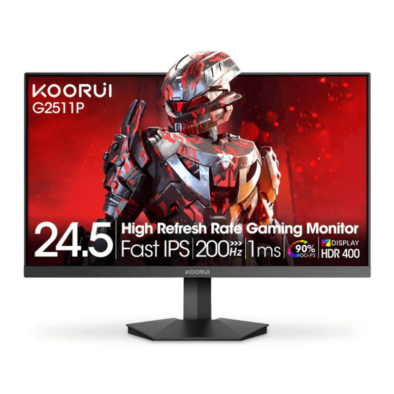 KOORUI G2511P 25-Zoll Gaming-Monitor – 200 Hz FHD 1920x1080 Fast IPS HDR400, Adaptive Sync, 1 ms GtG, 75x75 mm VESA