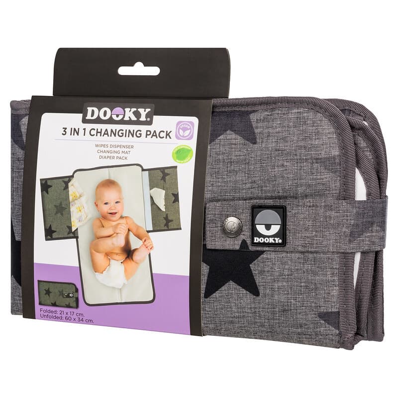 DOOKY 3-in-1 Wickelset Grau Sterne