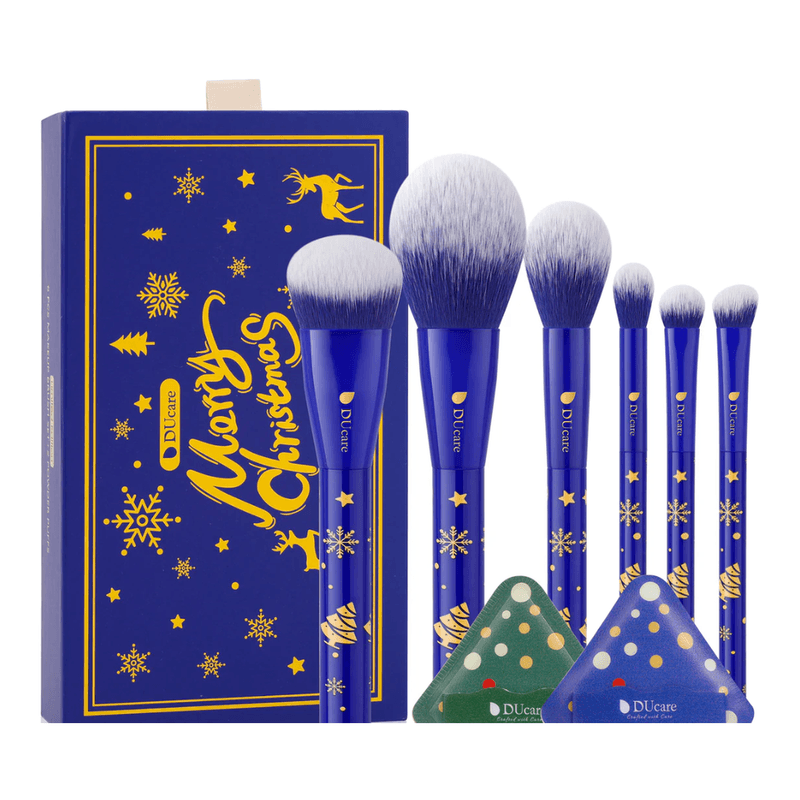 DUcare 6-teiliges Make-up-Pinsel-Set - Blaues Weihnachten